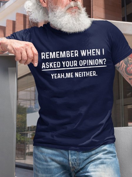 

Funny text print round neck short sleeve T-shirt, Purplish blue, T-shirts