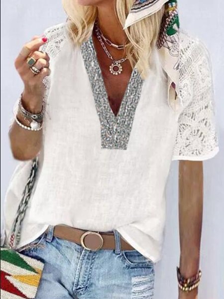 

Plain Casual Regular Fit Shirts & Tops, White, Tops