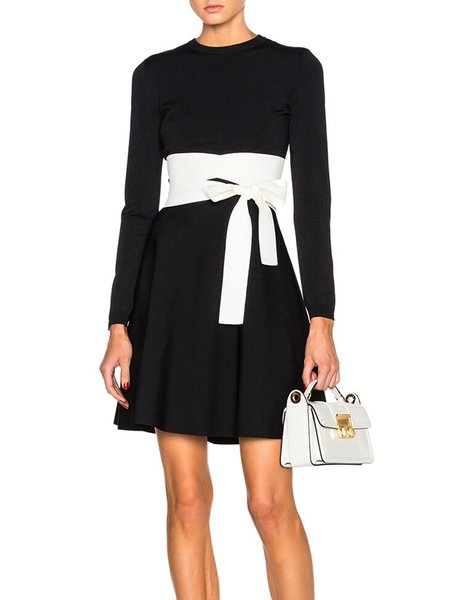 Elegant Long Sleeve Regular Fit Mini Dress, Black, Mini Dresses