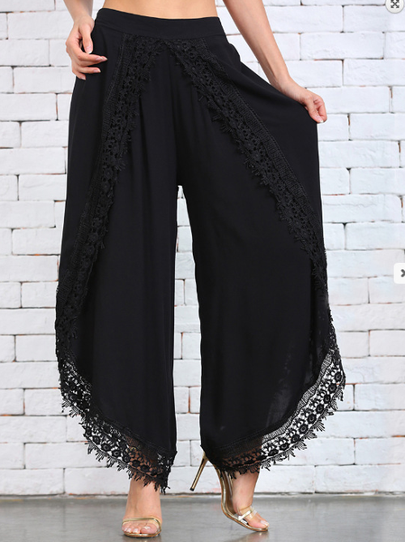

Women's sexy lace harem pants wide leg pants, Black, Pants