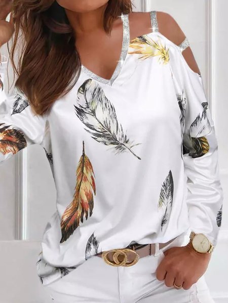 

Loosen Printed Party Shirts & Tops, White, Tops