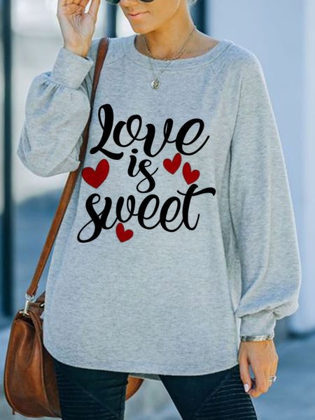 

Casual Letter Round Neck Sweatshirt, Light gray, Hoodies & Sweatshirts