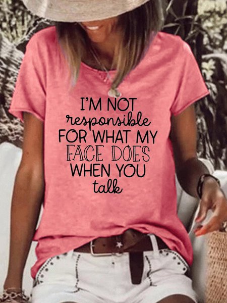 

I'm Not Responsible For What My Face Does When You Talk Funny Short Sleeve T-shirt, Red, T-shirts