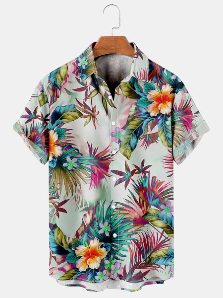 

Men's Vintage Flowers Party Hawaiian Shirt, As picture, Short Sleeves Shirts