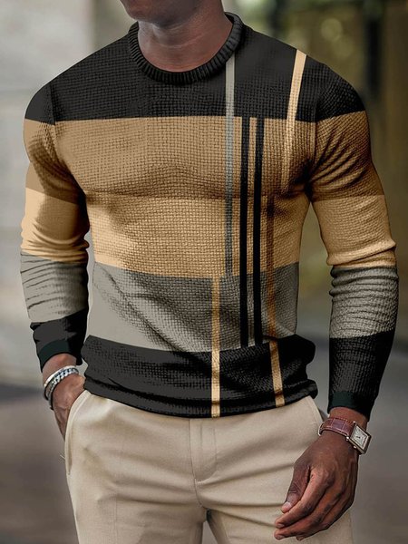 

Men's Color Striped Pattern Sweater, As picture, Sweater
