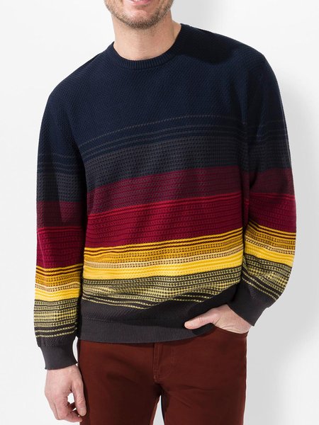 

Men's Color Striped Pattern Sweater, As picture, Sweater