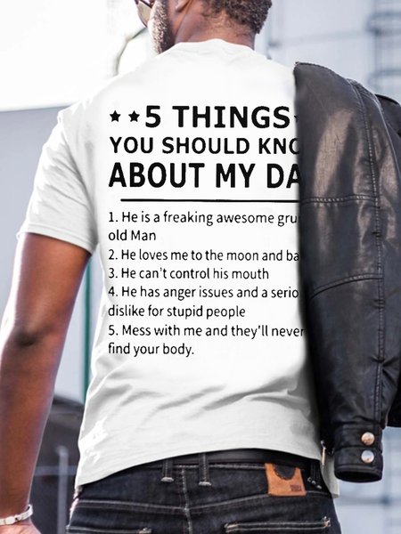

Five Things About My Dad Back Print Short sleeve T-shirt, White, T-shirts