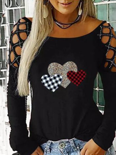 

Heart Regular Fit Casual Shirts & Tops, Black, Tops