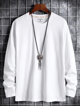 

Casual plus size long sleeve t-shirt, White, T-shirt