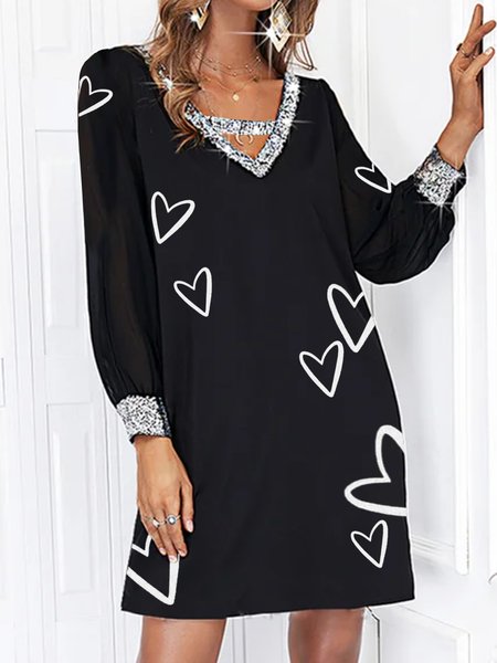 

Loosen Hollow Out Heart sequins Dresses, Black, Mini Dresses