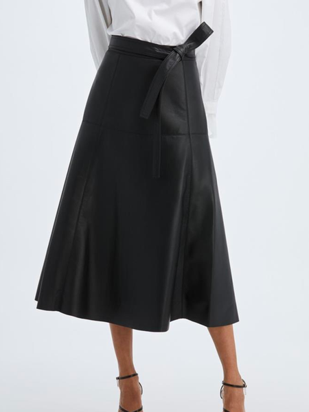 

Spring A LineA Plain Leather Zipper fly Mid-weight Skirts, Black, Maxi Dresses