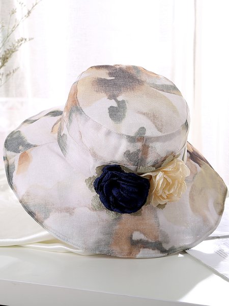 

Foldable Organza Floral Beach Hhat, Blue, Women Hats
