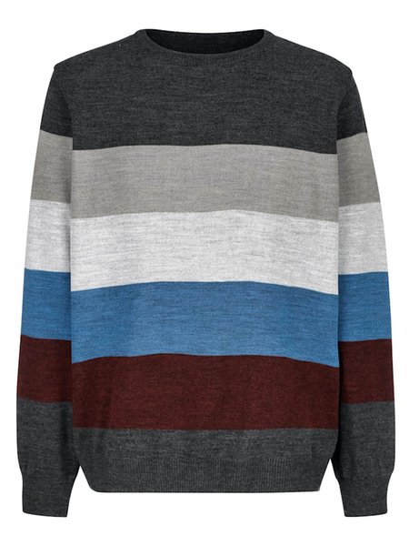 

Men's Color Striped Pattern Sweater, As picture, Sweater