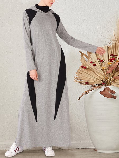 

Leisure vacation home robes, sports hoodies, sweaters and skirts, Black-grey, Casual Dresses
