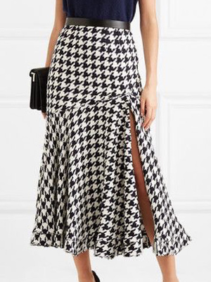 

Regular Fit Elegant Regular Fit A-line Skirt, Black, Midi Skirts