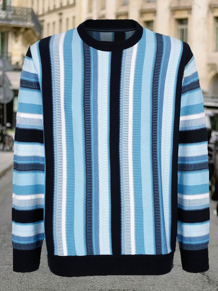 

Men's Color Striped Pattern Sweater, As picture, Sweater