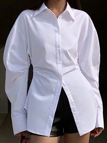 

Off Shoulder Regular Fit Simple Shirt, White, Blouses and Shirts