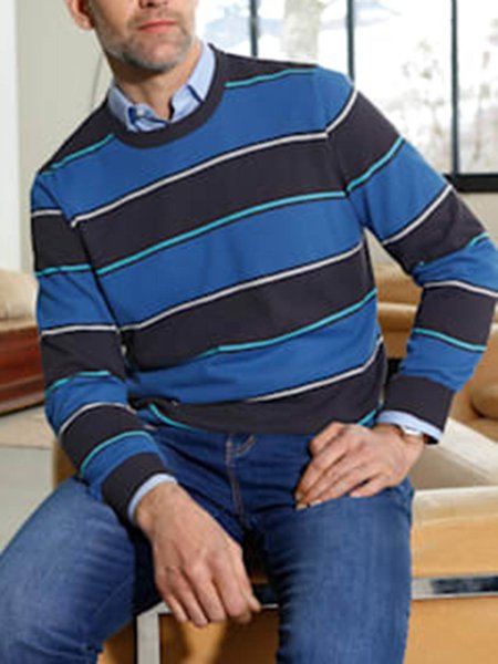 

Men's Color Striped Pattern Sweater, As picture, Sweater