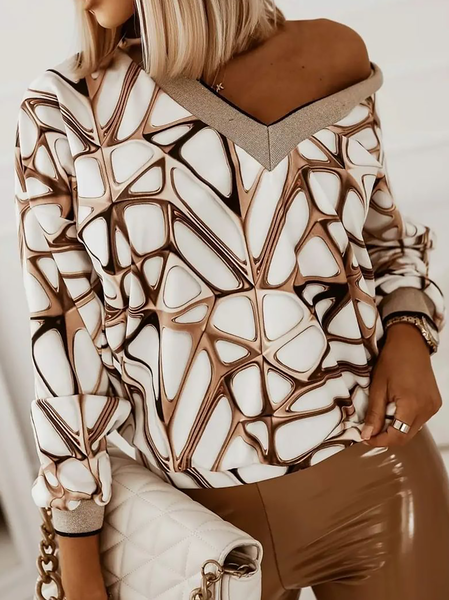 

Plus size Geometric Printed Sweatshirt, Khaki, Hoodies & Sweatshirts