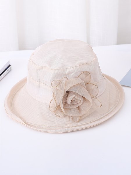 

Organza Flower Topper Prom Dinner Hat, Beige, Women Hats