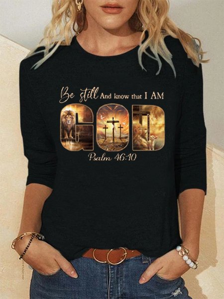 

God Regular Fit Cotton Blends Long sleeve tops, Black, Long sleeve tops