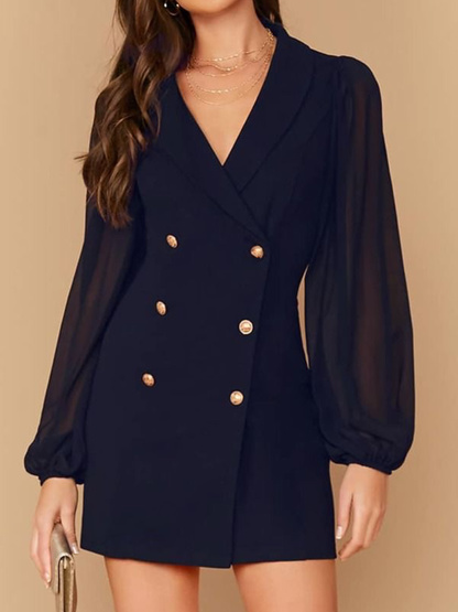 

Simple Regular Fit Solid Short Dress, Dark blue, Mini Dresses