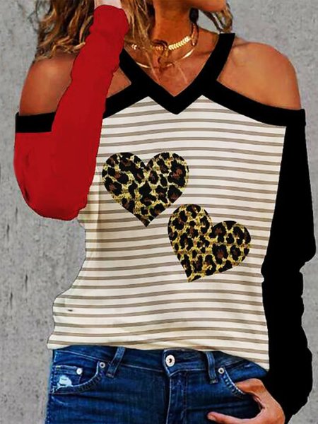 

Heart Casual Halter Shirts & Tops, Red, T-Shirts