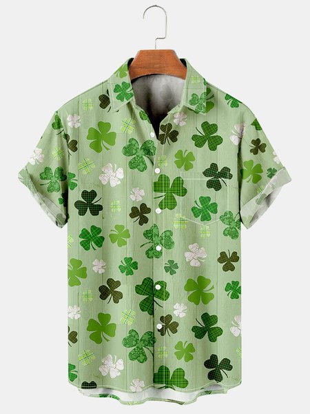 

St. Patrick's Day Hawaiian Shirt, Green, Short Sleeves Shirts