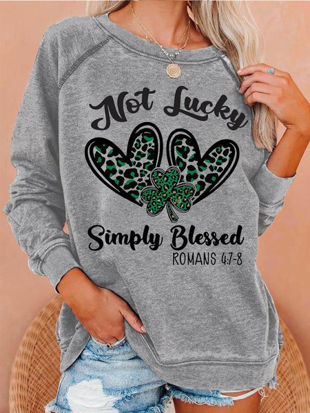 

Simply Blessed Print Crew Neck Sweatershirt, Light gray, Hoodies&Sweatshirts