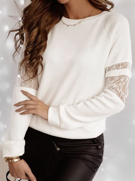 

Plus size Plain Casual Sweatshirt, White, Hoodies & Sweatshirts