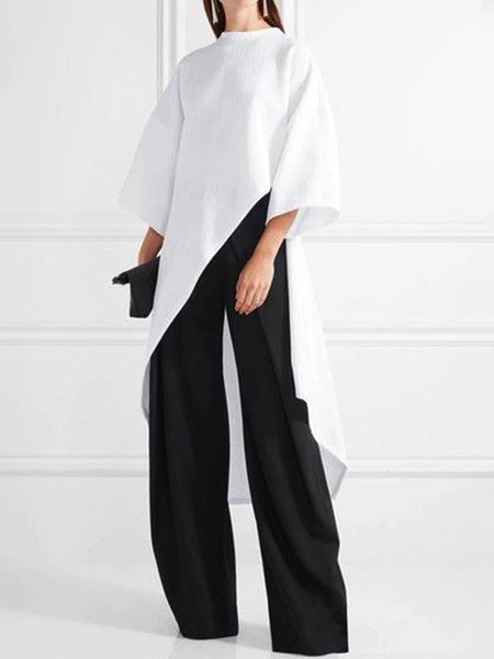 

Long Regular Fit Simple Daily Pants, Black, Straight Leg Pants