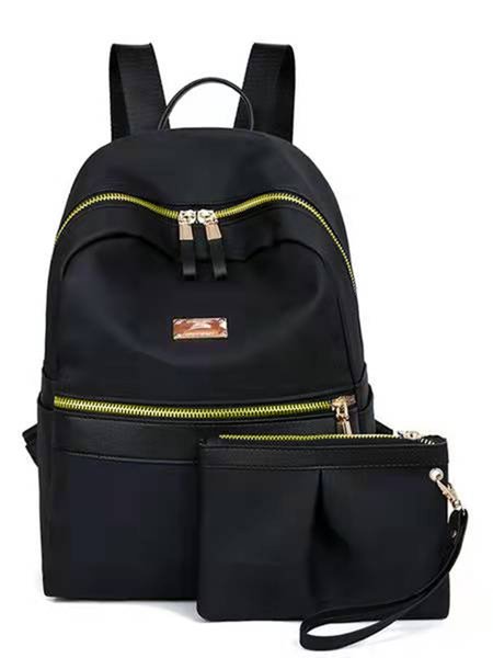 

Classic Simple Metal Zipper Backpack, As picture, Bags