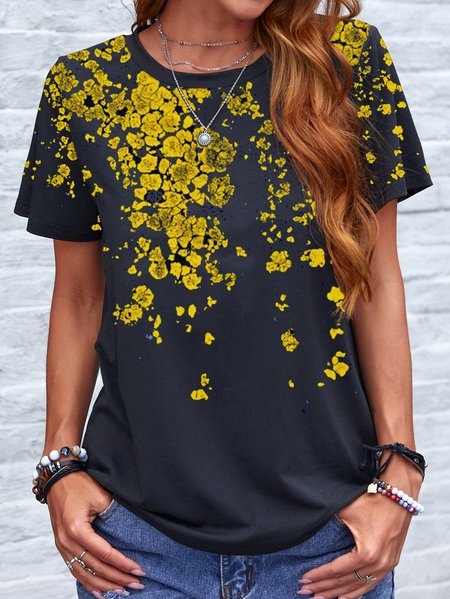 

Crew Neck Casual Regular Fit Shirts & Tops, Black, T-Shirts