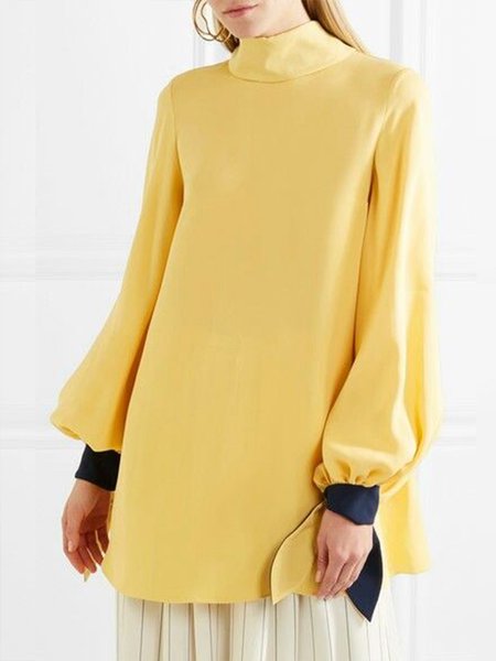 

Daily Regular Fit Color Block Elegant Top, Yellow, Tops