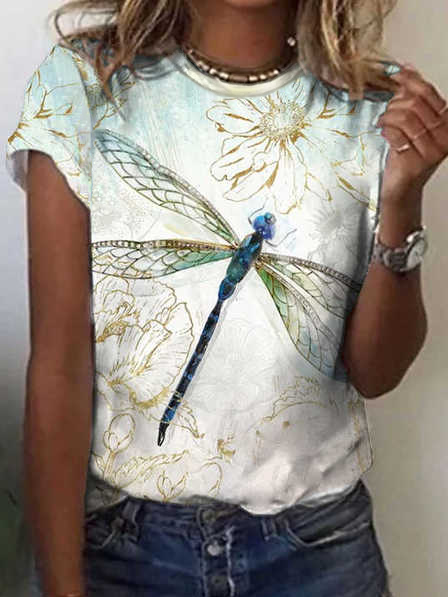 

Floral Casual Cotton Blends Shirts & Tops, Multicolor, T-Shirts