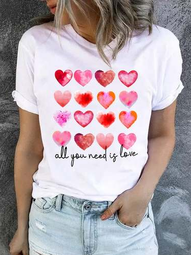 

Party Regular Fit Heart Shirts & Tops, White, T-Shirts