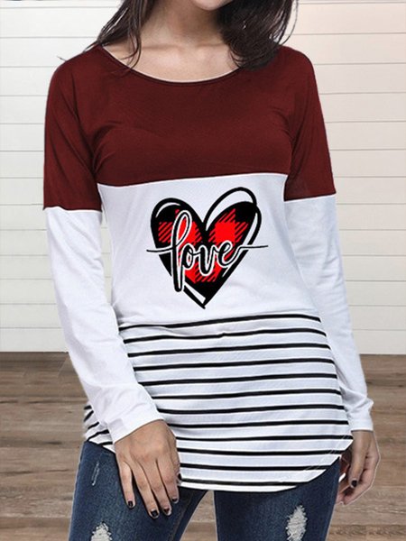 

Lace Casual Crew Neck Shirts & Tops, Wine red, Long sleeve tops