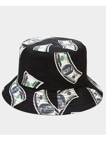 

Men's dollar pattern fisherman hat, Black, Hats