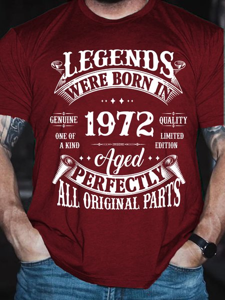 

Vintage Legends Born In 1972 50 Years Old Casual Short Sleeve Shirts & Tops, Red, T-shirts