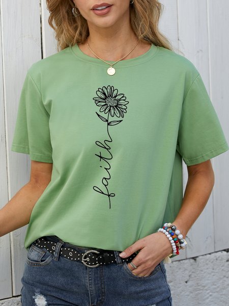 

Faith Flower Women's Short Sleeve T-shirt, Army green, T-shirts
