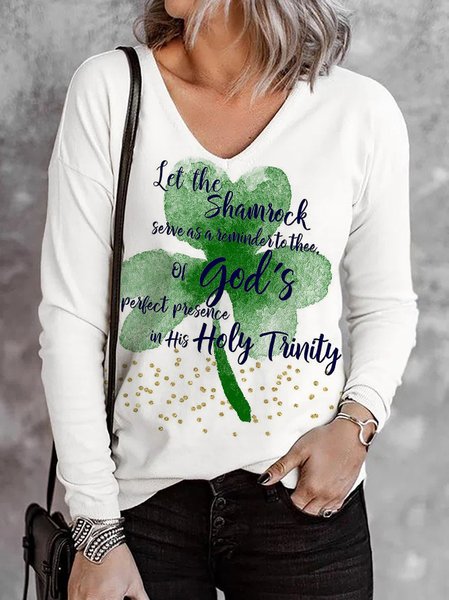 

God Casual Cotton Blends V Neck Shirts & Tops, White, Tops