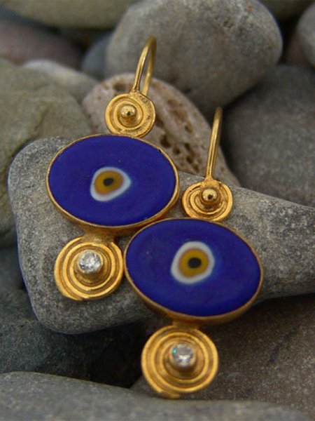 Dripping Turkish Eye Earrings, As picture, Earrings