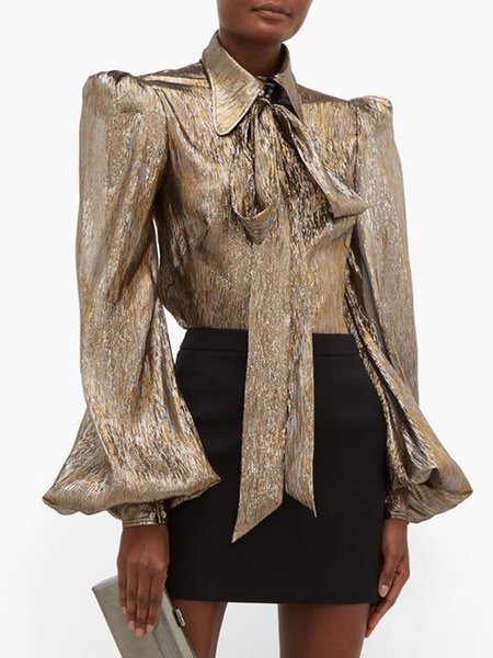 

Plain Simple Shirt Collar Work Top, Brown, Blouses and Shirts
