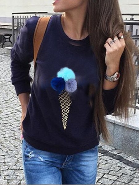 

Embellished Crew Neck Sweatshirts, Navyblue, Hoodies & Sweatshirts