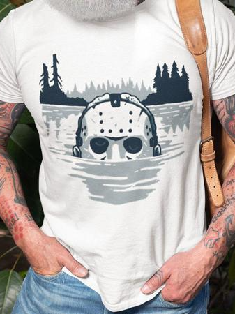 

Casual 3D digital abstract art skull print T-shirt, T-shirt