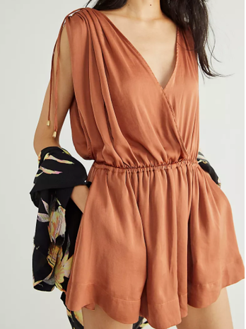 

Solid Chiffon V Neck Shirts & Tops, Apricot, T-Shirts