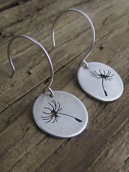 

Vintage Alloy Dandelion Earrings, As picture, Earrings