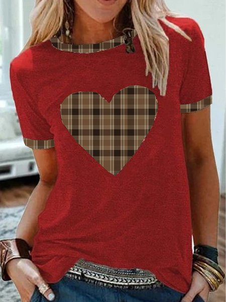 

Plaid love stitching casual spring comfortable design ladies blouse, Multicolor, T-Shirts