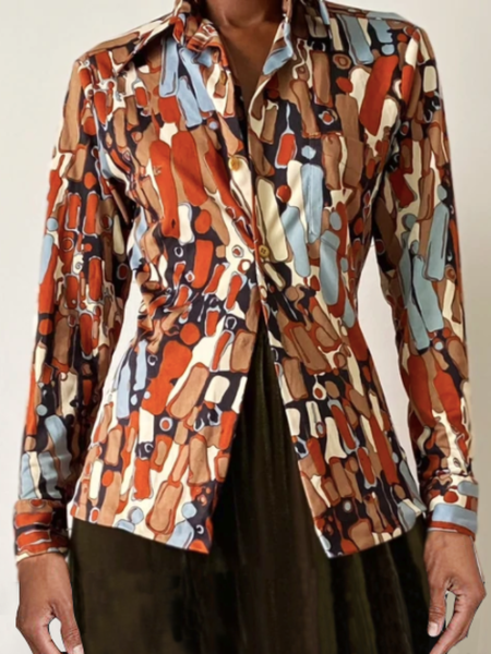 

Spring Elegant Regular Fit Daily Lightweight Long sleeve Tops, As picture, Blouses and Shirts
