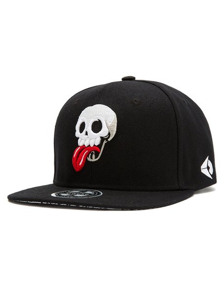 Men's Skull Pattern Baseball Cap, Black, Hats